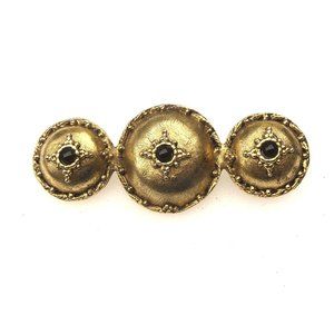 Gorgeous Triple Etruscan Shield Bar Brooch Signed Lazuli